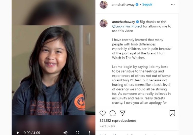 Captura de pantalla de Instagram @annehathaway 